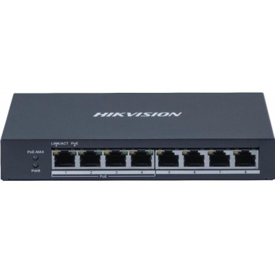 DS-3E0508P-O 8/4 PoE switch, 4x PoE 1Gbps, 4x LAN 1Gbps, max.60W