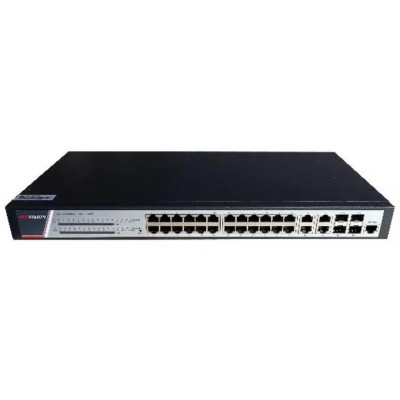 DS-3E2528P(B) 28/24 PoE switch, 24x PoE 1Gbps, 4x uplink 1Gbps, 4x SFP,1x cons.port, max.370W