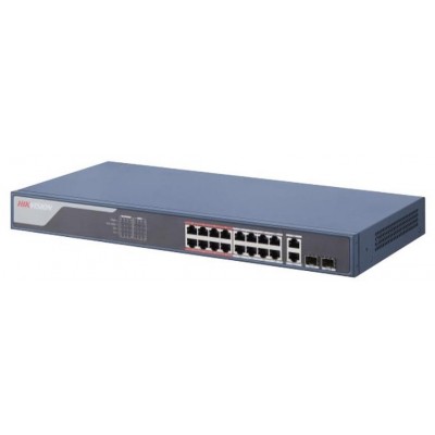 DS-3E1318P-SI 16/2 PoE switch, 16x PoE 10/100Mbps, 2x uplink 1Gbps Combo, WEB manag.