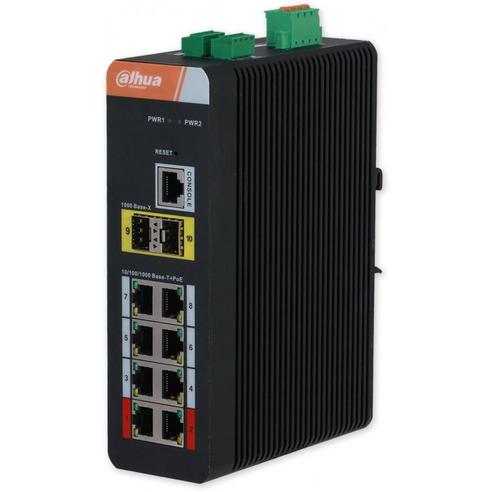 IS4210-8GT-120 průmyslový PoE switch, 8x Gb PoE, 2x Gb SFP, MNG, DIN, 120W