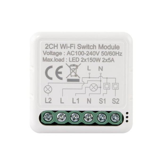 L130 W modul 2Ch Ovladač osvětlení 1/2-kanálový WiFi Tuya