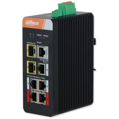 PFS4207-4GT-DP-V2 průmyslový PoE switch, 4x Gb PoE, 1x Gb LAN, 2x Gb SFP, MNG, DIN, 120W