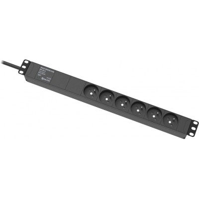 RACK-PROTECTOR-F6-1U-5 19" napájecí panel, 1U, 6 x 230 V, přepěťová ochrana