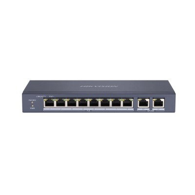 DS-3E0310P-E/M 10/8 PoE switch, 8x PoE 100Mbps, 2x uplink 1Gbps, max.60W