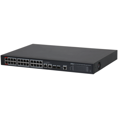 S4228-24GT-360 MNG PoE switch, 24 x Gb PoE, 2 x Gb uplink RJ45, 2 x Gb SFP, 360 W, police/rack 1U