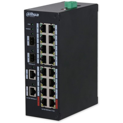 HS3220-16GT-190 průmyslový PoE switch 20/16, 16x Gb PoE/2x Gb RJ45/SFP Combo, 190W