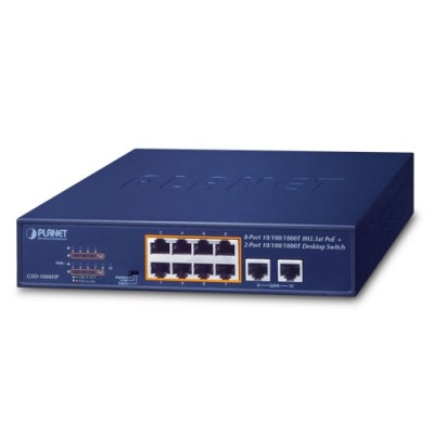 GSD-1008HP switch 8x 10/100/1000T PoE + 2x 10/100/1000T (120 W)