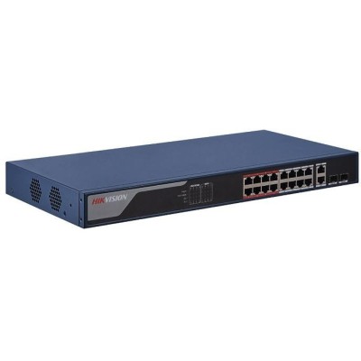 DS-3E1318P-EI 16/2 PoE switch, 16x PoE 10/100Mbps, 2x uplink 1Gbps Combo, management