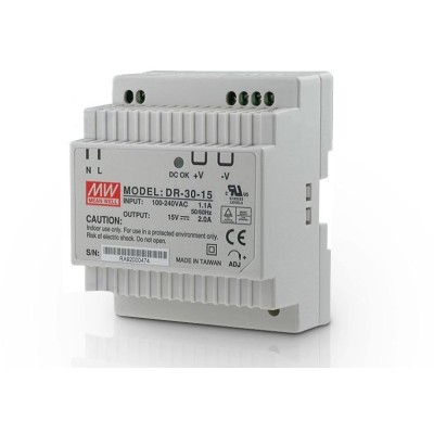 DR-30-15 zdroj na DIN, 15Vdc, 2A, 30W