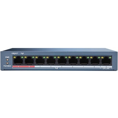 DS-3E0109P-E/M(B) 9/8 PoE switch, 9x PoE 100Mbps, 1x uplink 100Mbps, max.60W