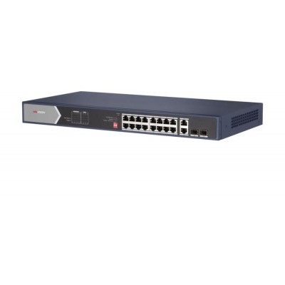 DS-3E0520HP-E 18/16 PoE switch, 16x PoE 1Gbps, 2x uplink 1Gbps, 2x SFP, max.225W