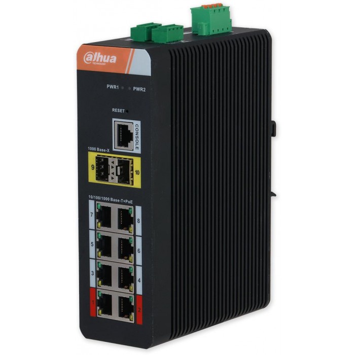 PFS4210-8GT-DP-V2 průmyslový PoE switch, 10/8, 8x Gb PoE, 2x Gb SFP, MNG, DIN, 120W